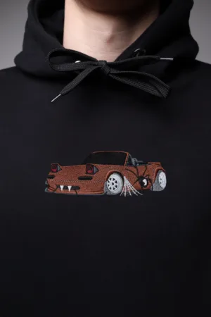 Haft z autem Miata halloween na czarnej bluzie