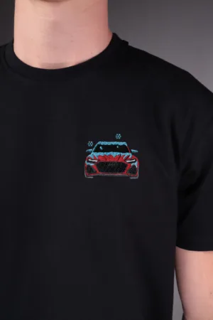 Haft z autem RS6 na czarnej koszulce